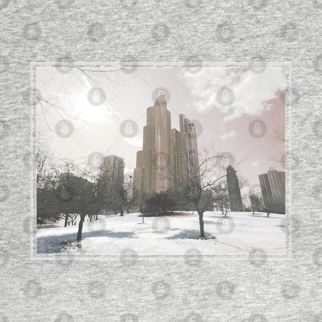 Snowy Chicago architecture photography, melancholic edit by F-for-Fab